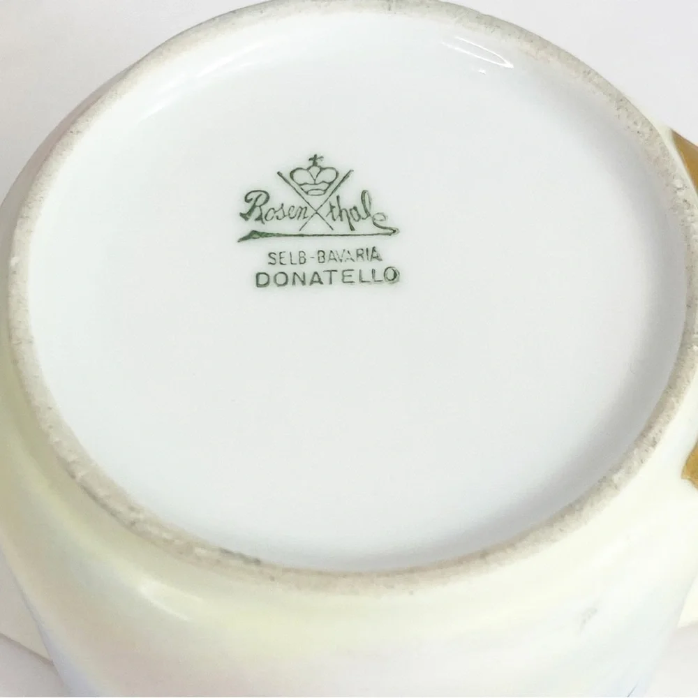 Vintage Rosenthal Bavaria Donatello Sugar Bowl with Lid and Creamer Set Gold Rim